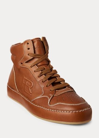 Kahverengi Kadın Ralph Lauren Jaemyn Dana Derisi Yüksek Topuklu Spor Ayakkabı