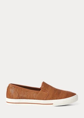 Kahverengi Kadın Ralph Lauren Jinny Dokuma Slip-On Spor Ayakkabı