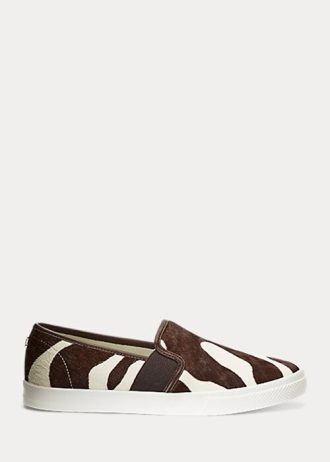 Kahverengi Kadın Ralph Lauren Jinny Haircalf Slip-On Spor Ayakkabı