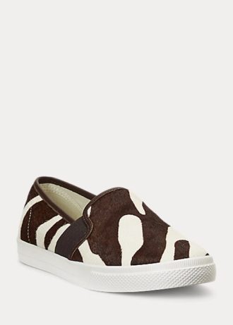 Kahverengi Kadın Ralph Lauren Jinny Haircalf Slip-On Spor Ayakkabı