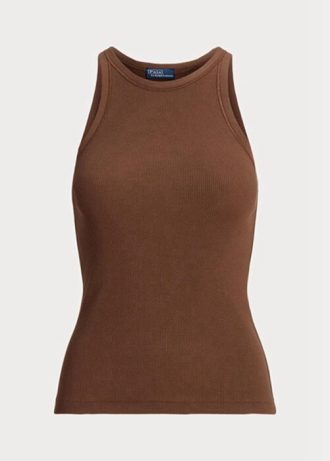 Kahverengi Kadın Ralph Lauren Kaburga Örgülü Pamuklu Atlet