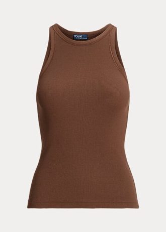 Kahverengi Kadın Ralph Lauren Kaburgalı Pamuklu Atlet