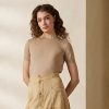 Kahverengi Kadın Ralph Lauren Kaşmir Jersey Kısa Kollu Kazaklar