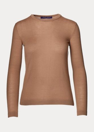 Kahverengi Kadın Ralph Lauren Kaşmir Yuvarlak Yaka Kazaklar