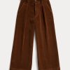 Kahverengi Kadın Ralph Lauren Kısa Kadife Geniş Paça Pantolon Kahverengi Kadın Ralph Lauren Kısa Kadife Geniş Paça Pantolon
