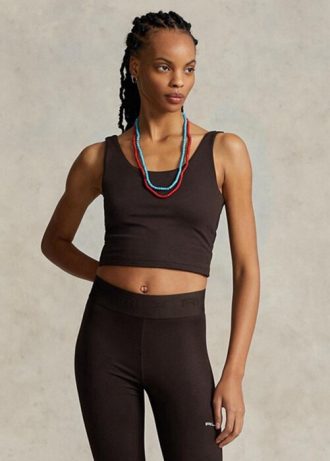 Kahverengi Kadın Ralph Lauren Kısa Süet Jarse Tanklar