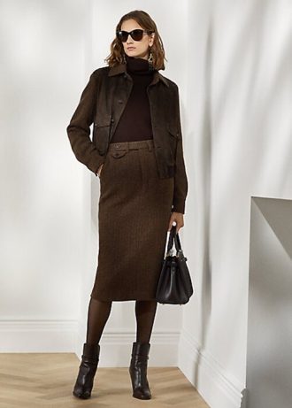 Kahverengi Kadın Ralph Lauren Mychele Yün Balıksırtı Etekler