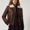 Kahverengi Kadın Ralph Lauren Niketa Cilalı Merino Koyun Postu Ceketler Kahverengi Kadın Ralph Lauren Niketa Cilalı Merino Koyun Postu Ceketler