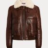 Kahverengi Kadın Ralph Lauren Niketa Cilalı Merino Koyun Postu Ceketler Kahverengi Kadın Ralph Lauren Niketa Cilalı Merino Koyun Postu Ceketler