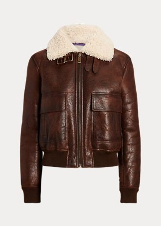 Kahverengi Kadın Ralph Lauren Niketa Cilalı Merino Koyun Postu Ceketler Kahverengi Kadın Ralph Lauren Niketa Cilalı Merino Koyun Postu Ceketler