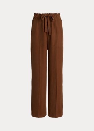Kahverengi Kadın Ralph Lauren İpek Karışımlı Geniş Paça Pantolon