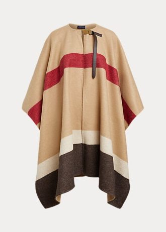 Kahverengi Kadın Ralph Lauren Polo ID Çizgili Çift Yüzlü Ponço Ceketler Kahverengi Kadın Ralph Lauren Polo ID Çizgili Çift Yüzlü Ponço Ceketler