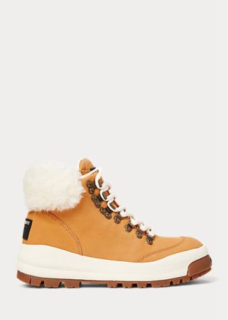 Kahverengi Kadın Ralph Lauren Polo Sport Süet ve Koyun Postu Botları