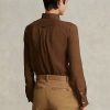 Kahverengi Kadın Ralph Lauren Rahat Kesim Keten Gömlekler