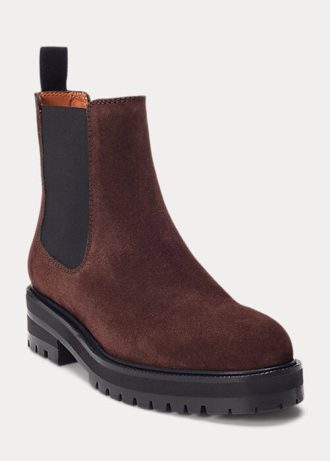 Kahverengi Kadın Ralph Lauren Süet Lug Chelsea Botları