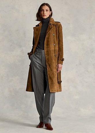 Kahverengi Kadın Ralph Lauren Süet Montlar