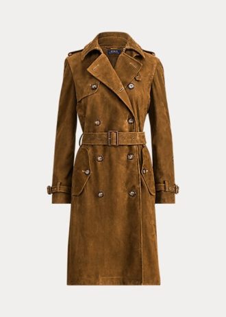 Kahverengi Kadın Ralph Lauren Süet Montlar