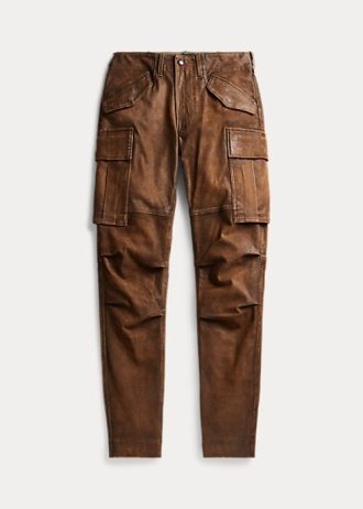 Kahverengi Kadın Ralph Lauren Skinny Deri Kargo Pantolon
