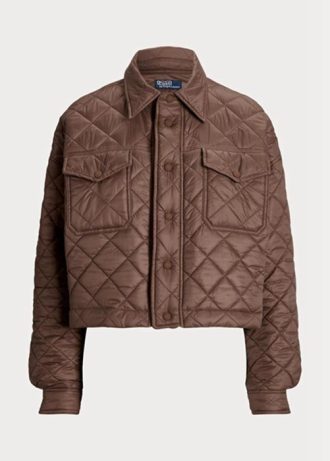 Kahverengi Kadın Ralph Lauren Su Geçirmez Kırpılmış Kapitone Ceketler