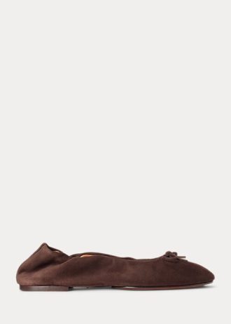 Kahverengi Kadın Ralph Lauren The Suede Pony Bale Ayakkabıları