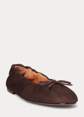 Kahverengi Kadın Ralph Lauren The Suede Pony Bale Ayakkabıları