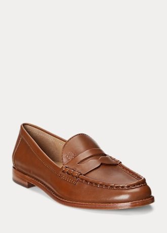 Kahverengi Kadın Ralph Lauren Wynnie Cilalı Deri Loafer’lar Kahverengi Kadın Ralph Lauren Wynnie Cilalı Deri Loafer’lar