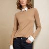 Kahverengi Kadın Ralph Lauren Yakalı Kaşmir Kazaklar Kahverengi Kadın Ralph Lauren Yakalı Kaşmir Kazaklar