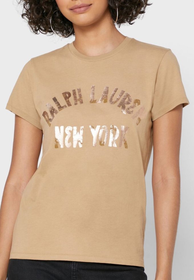 Kahverengi Kadın Ralph Lauren Yuvarlak Yaka Logolu Tişörtler Kahverengi Kadın Ralph Lauren Yuvarlak Yaka Logolu Tişörtler