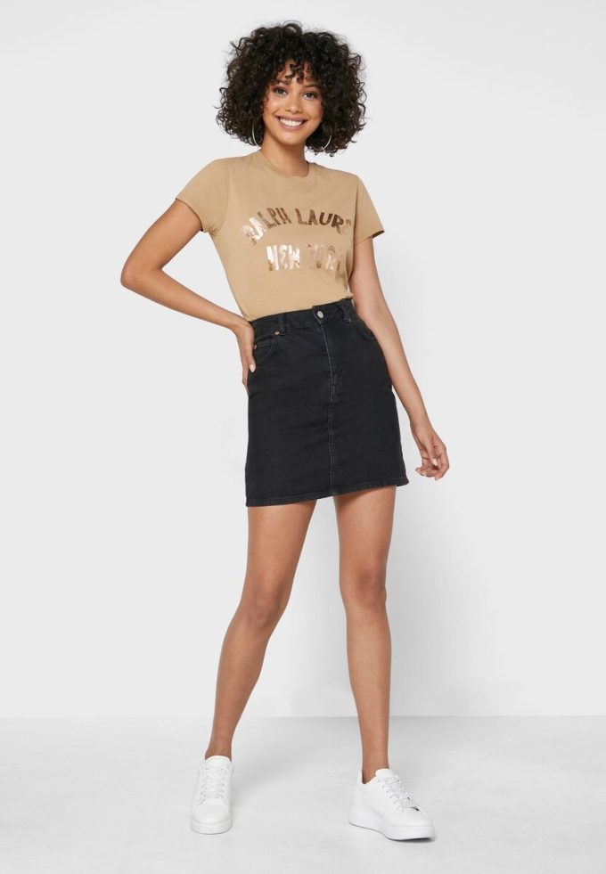 Kahverengi Kadın Ralph Lauren Yuvarlak Yaka Logolu Tişörtler Kahverengi Kadın Ralph Lauren Yuvarlak Yaka Logolu Tişörtler