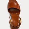 Kahverengi Kadın Ralph Lauren Zadie Cilalı Dana Derisi Sandaletler Kahverengi Kadın Ralph Lauren Zadie Cilalı Dana Derisi Sandaletler