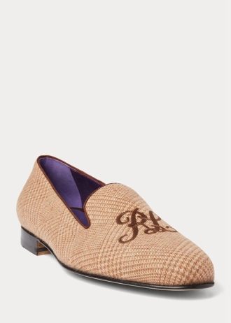 Kahverengi / Kahverengi Erkek Ralph Lauren Alonzo Glen Ekose Tweed Elbise Ayakkabıları