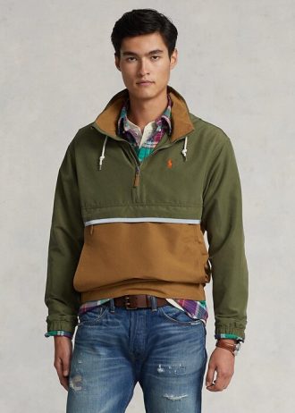 Kahverengi Çok Renkli Erkek Ralph Lauren Katlanabilir Su Geçirmez Kapüşonlu Ceketler
