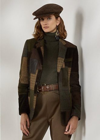 Kahverengi / Zeytin Kadın Ralph Lauren Hailey Patchwork Tweed Ceketler Kahverengi / Zeytin Kadın Ralph Lauren Hailey Patchwork Tweed Ceketler