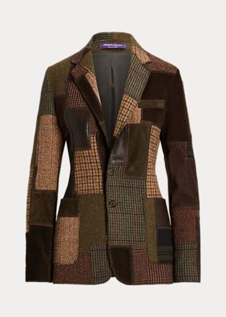 Kahverengi / Zeytin Kadın Ralph Lauren Hailey Patchwork Tweed Ceketler Kahverengi / Zeytin Kadın Ralph Lauren Hailey Patchwork Tweed Ceketler