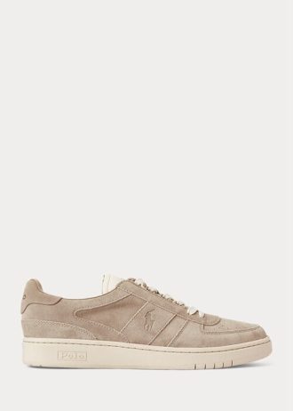 Khaki Erkek Ralph Lauren Court Süet Alçak Topuklu Spor Ayakkabı