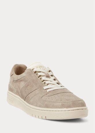Khaki Erkek Ralph Lauren Court Süet Alçak Topuklu Spor Ayakkabı
