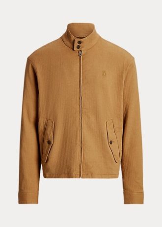 Khaki Erkek Ralph Lauren Keten Karışımlı Balıksırtı Desenli Twill Ceketler