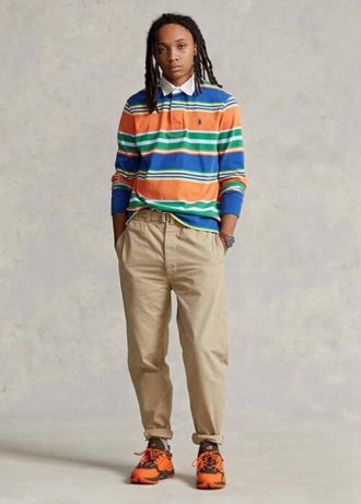 Khaki Erkek Ralph Lauren Pileli Bol Kesim Kanvas Pantolon