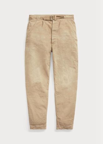 Khaki Erkek Ralph Lauren Pileli Bol Kesim Kanvas Pantolon