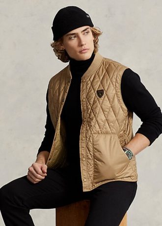 Khaki Erkek Ralph Lauren Su Geçirmez Kapitone Yelek