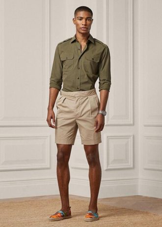 Khaki Erkek Ralph Lauren Özel Dikim Esnek Chino Şort