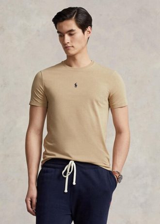 Khaki Erkek Ralph Lauren Özel Slim Fit Yuvarlak Yaka Tişörtler