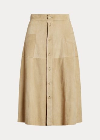 Khaki Kadın Ralph Lauren Aryiana Kuzu Süet Etekler