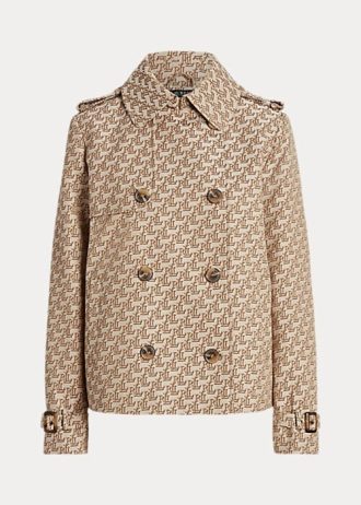 Khaki Kadın Ralph Lauren Çift Sıralı Monogram Jakarlı Montlar