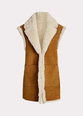 Khaki Kadın Ralph Lauren Çift Taraflı Shearling Yelek