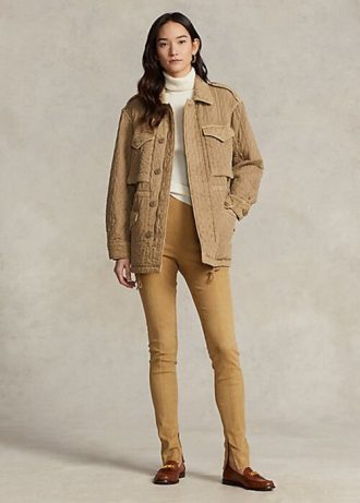 Khaki Kadın Ralph Lauren Kuzu Derisi Süet Tayt