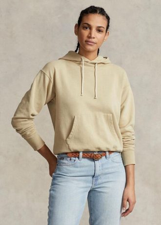 Khaki Kadın Ralph Lauren Pamuklu Polar Kapüşonlu Üst
