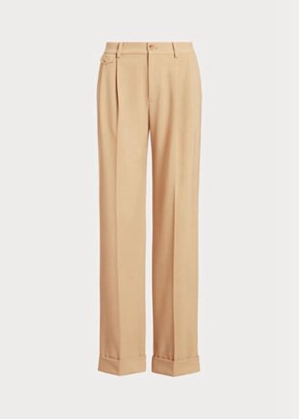 Khaki Kadın Ralph Lauren Pileli Yün Karışımlı Twill Pantolon