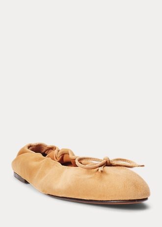 Khaki Kadın Ralph Lauren The Suede Pony Bale Ayakkabıları