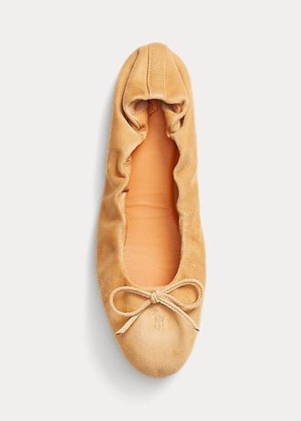 Khaki Kadın Ralph Lauren The Suede Pony Bale Ayakkabıları